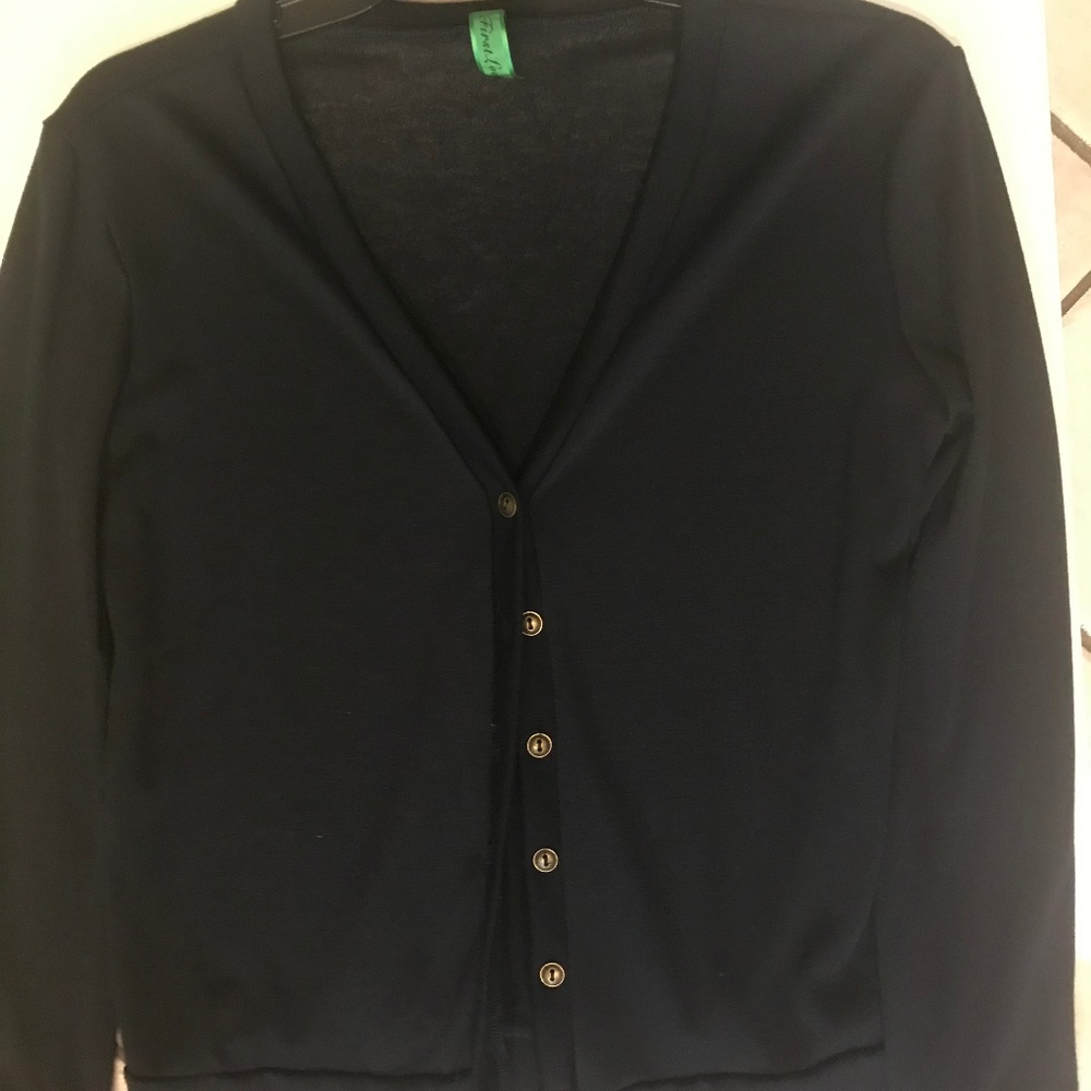 First Love Lightweight Navy Cardigan Sweater S
